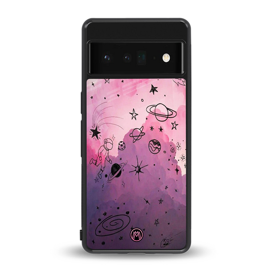 space pink aesthetic back phone cover | glass case for google pixel 6 pro
