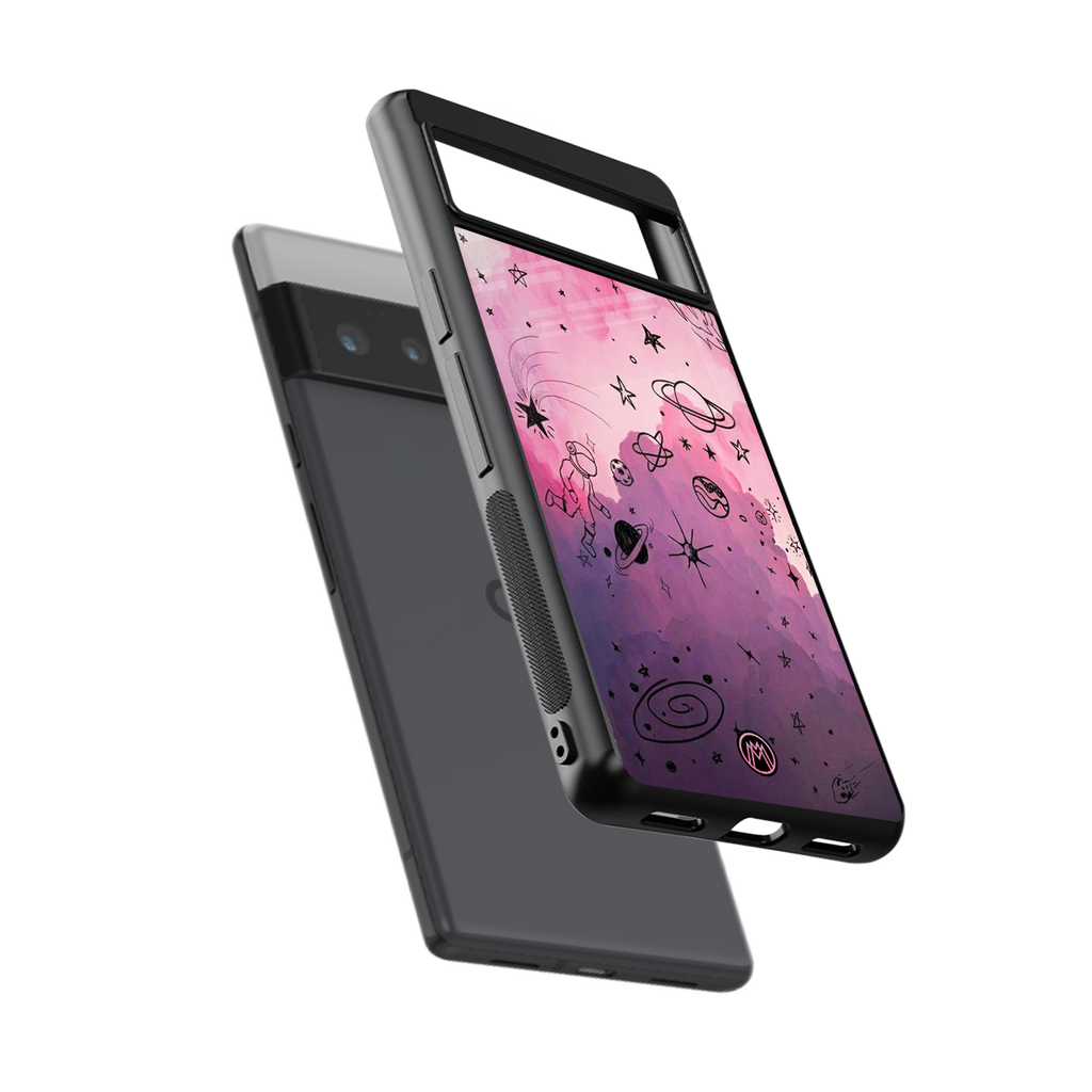 space pink aesthetic back phone cover | glass case for google pixel 6 pro