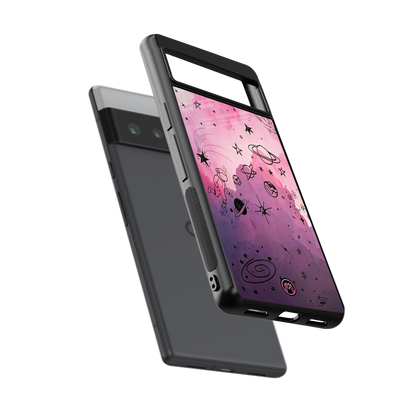 space pink aesthetic back phone cover | glass case for google pixel 6 pro
