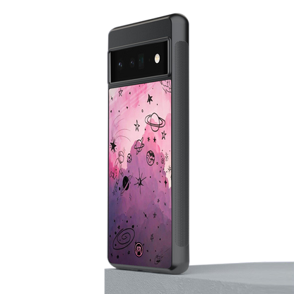 space pink aesthetic back phone cover | glass case for google pixel 6 pro
