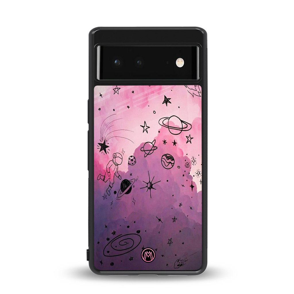 space pink aesthetic back phone cover | glass case for google pixel 6