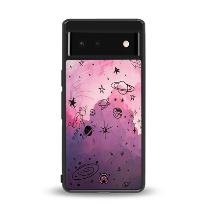 space pink aesthetic back phone cover | glass case for Google Pixel 6A