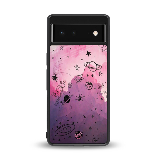 space pink aesthetic back phone cover | glass case for Google Pixel 6A