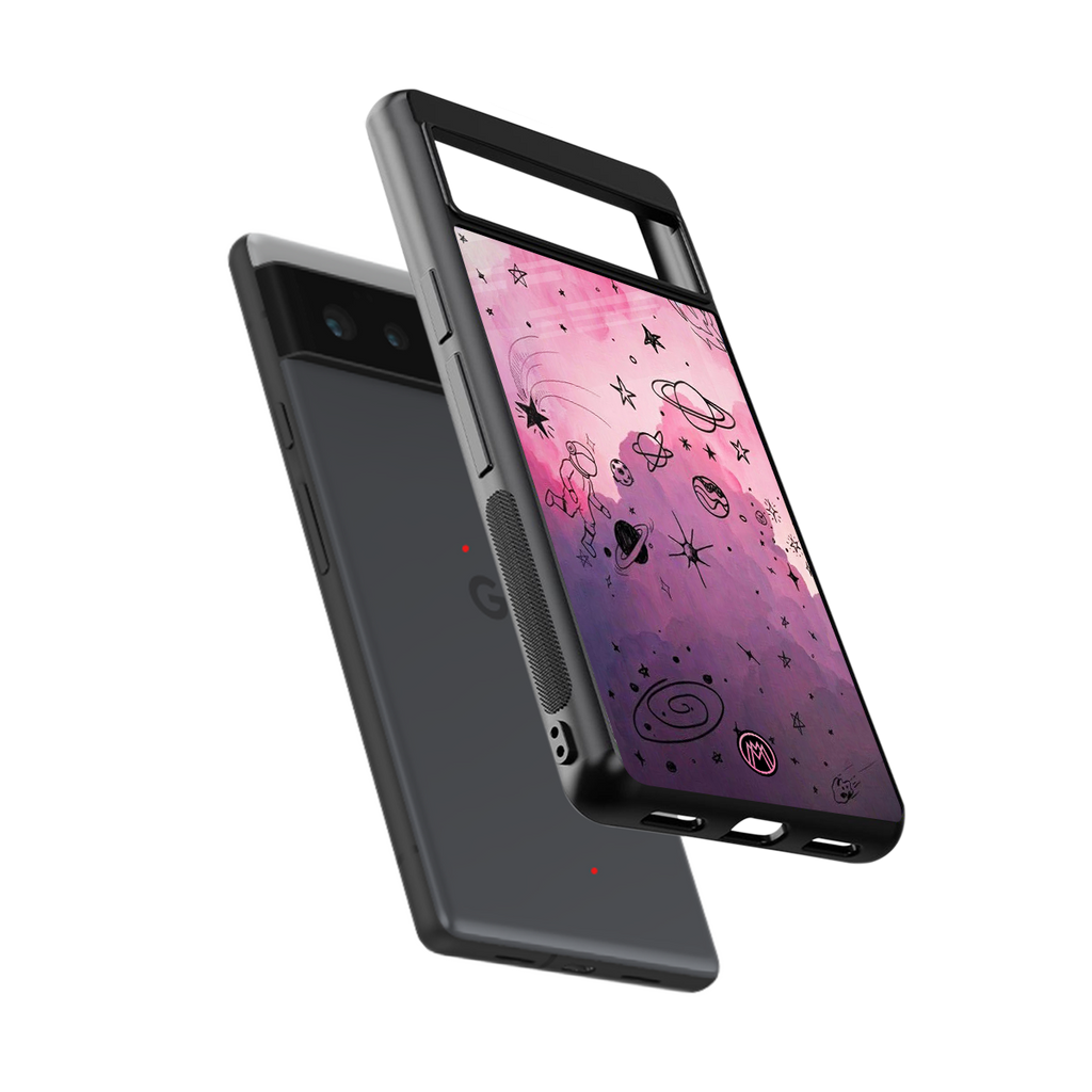 space pink aesthetic back phone cover | glass case for google pixel 6