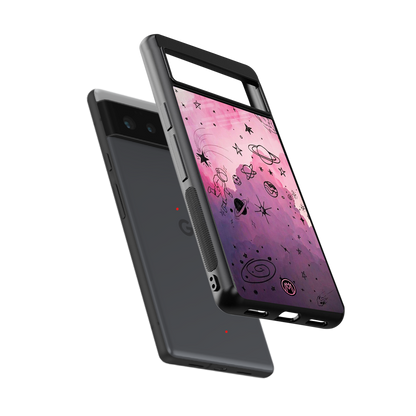 space pink aesthetic back phone cover | glass case for Google Pixel 6A