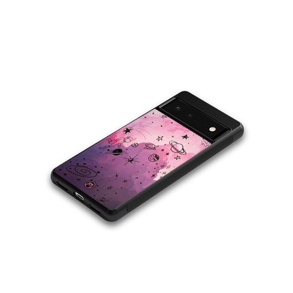 space pink aesthetic back phone cover | glass case for Google Pixel 6A