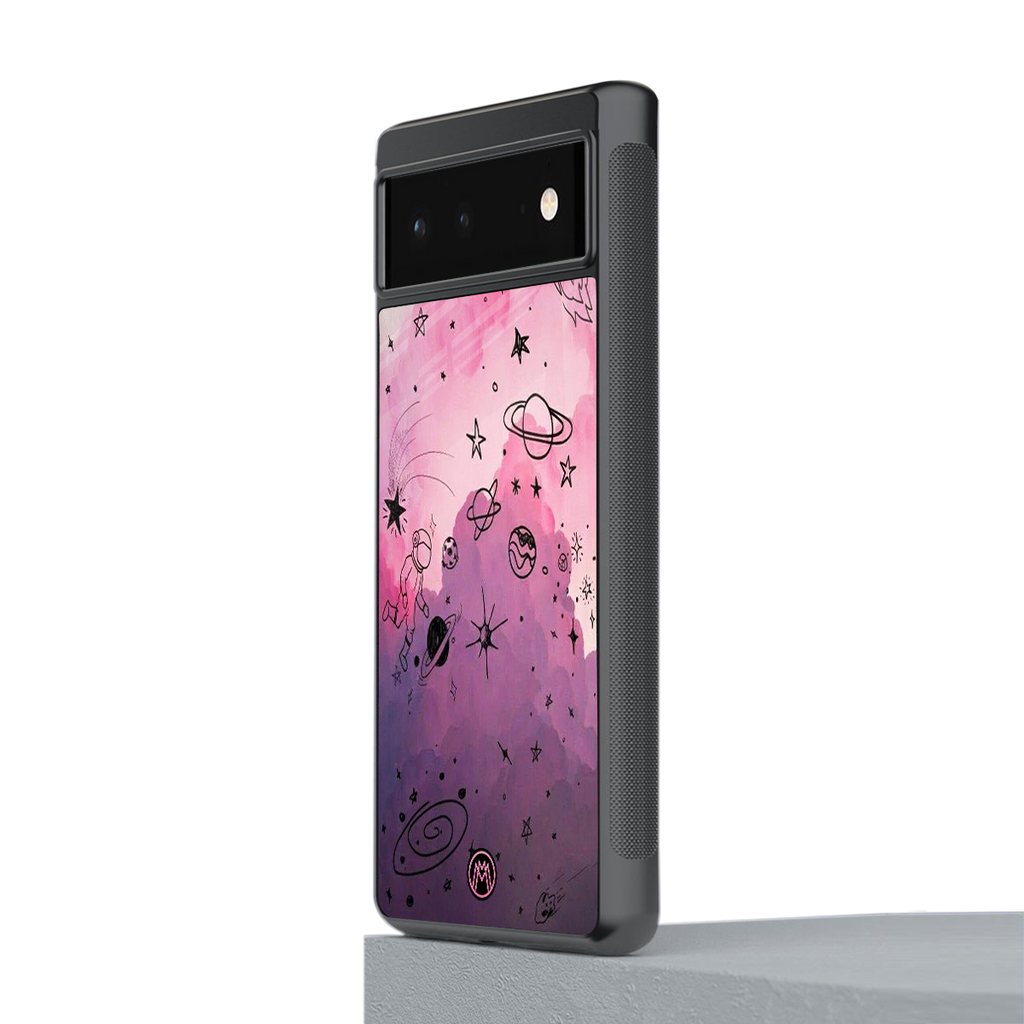space pink aesthetic back phone cover | glass case for Google Pixel 6A