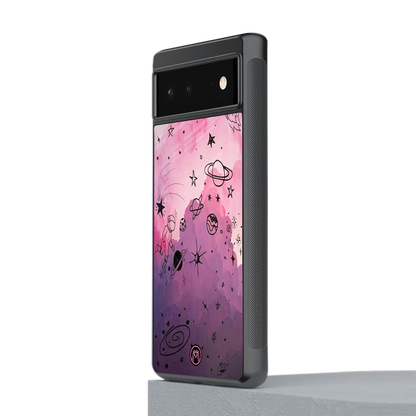 space pink aesthetic back phone cover | glass case for Google Pixel 6A