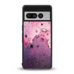 space pink aesthetic back phone cover | glass case for google pixel 7 pro