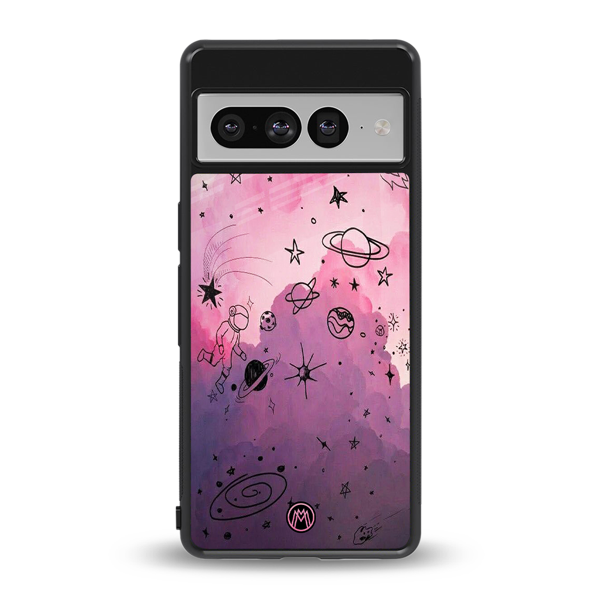 space pink aesthetic back phone cover | glass case for google pixel 7 pro