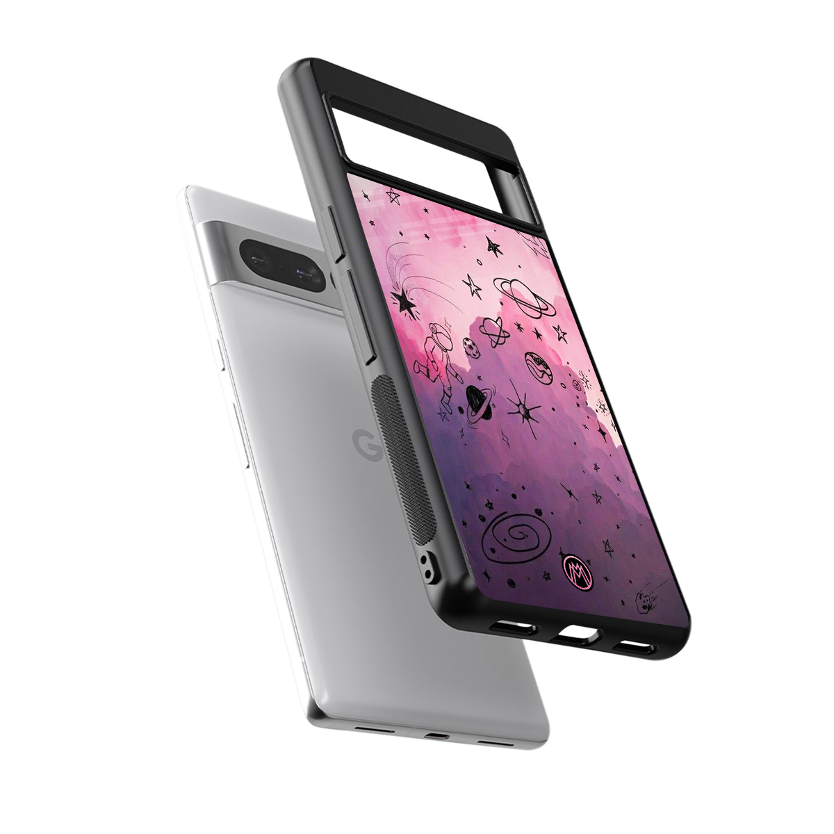 space pink aesthetic back phone cover | glass case for google pixel 7 pro