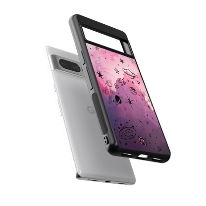 space pink aesthetic back phone cover | glass case for google pixel 7 pro