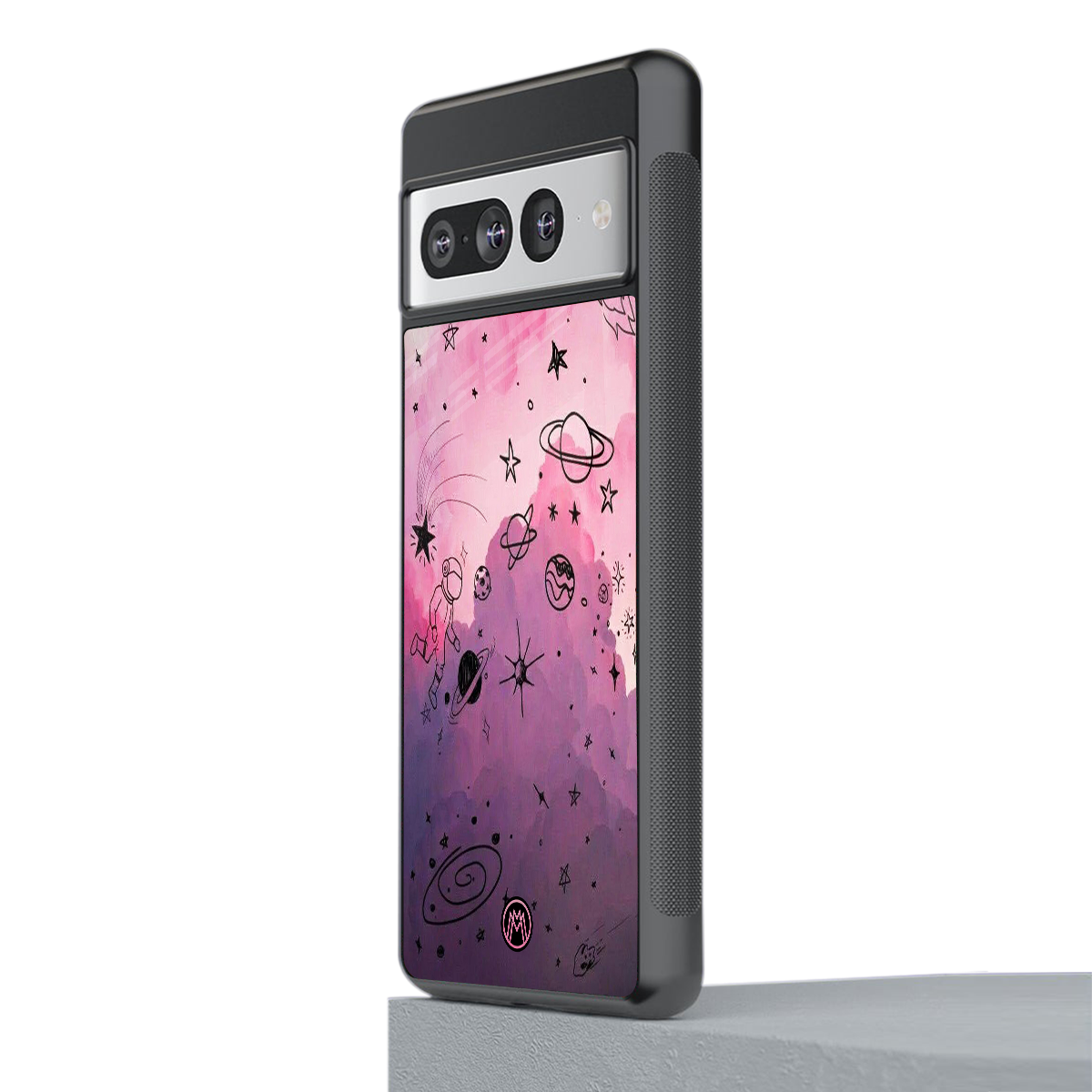 space pink aesthetic back phone cover | glass case for google pixel 7 pro