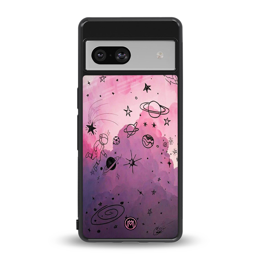 space pink aesthetic back phone cover | glass case for Google Pixel 7