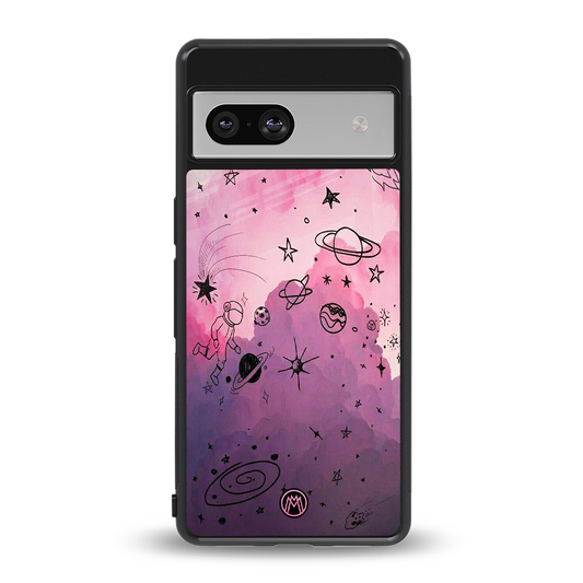 space pink aesthetic back phone cover | glass case for Google Pixel 7