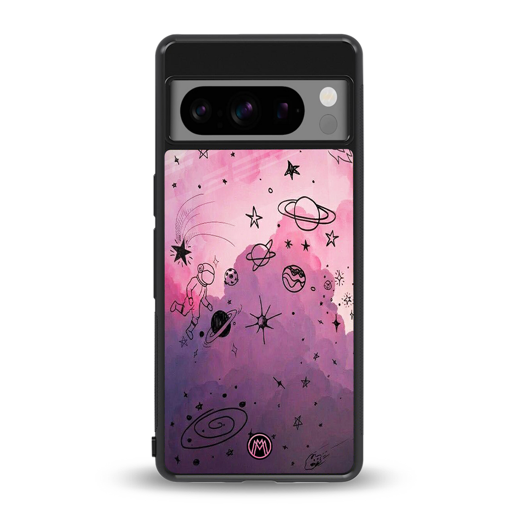 space pink aesthetic back phone cover | glass case for google pixel 8 pro