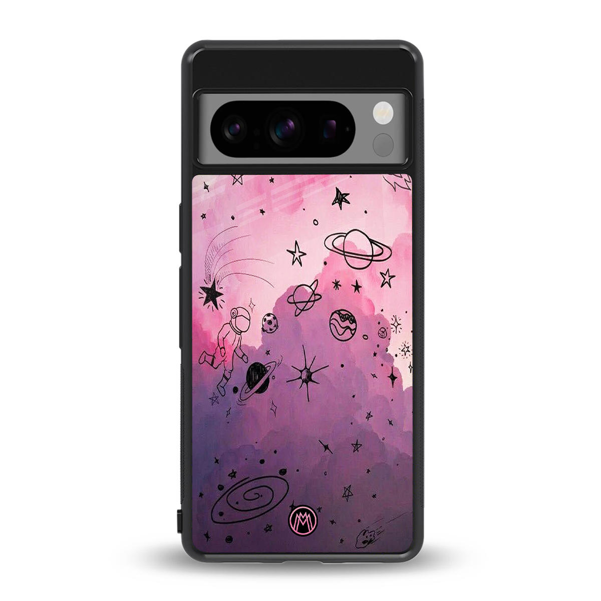 space pink aesthetic back phone cover | glass case for google pixel 8 pro