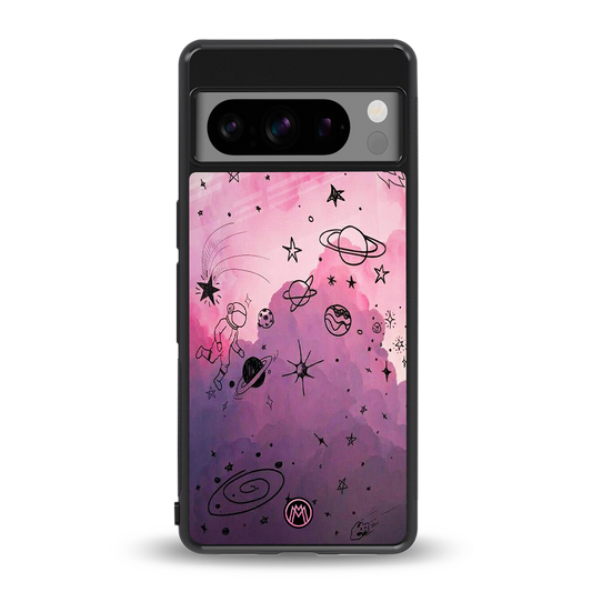 space pink aesthetic back phone cover | glass case for google pixel 8 pro