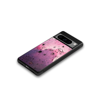 space pink aesthetic back phone cover | glass case for google pixel 8 pro