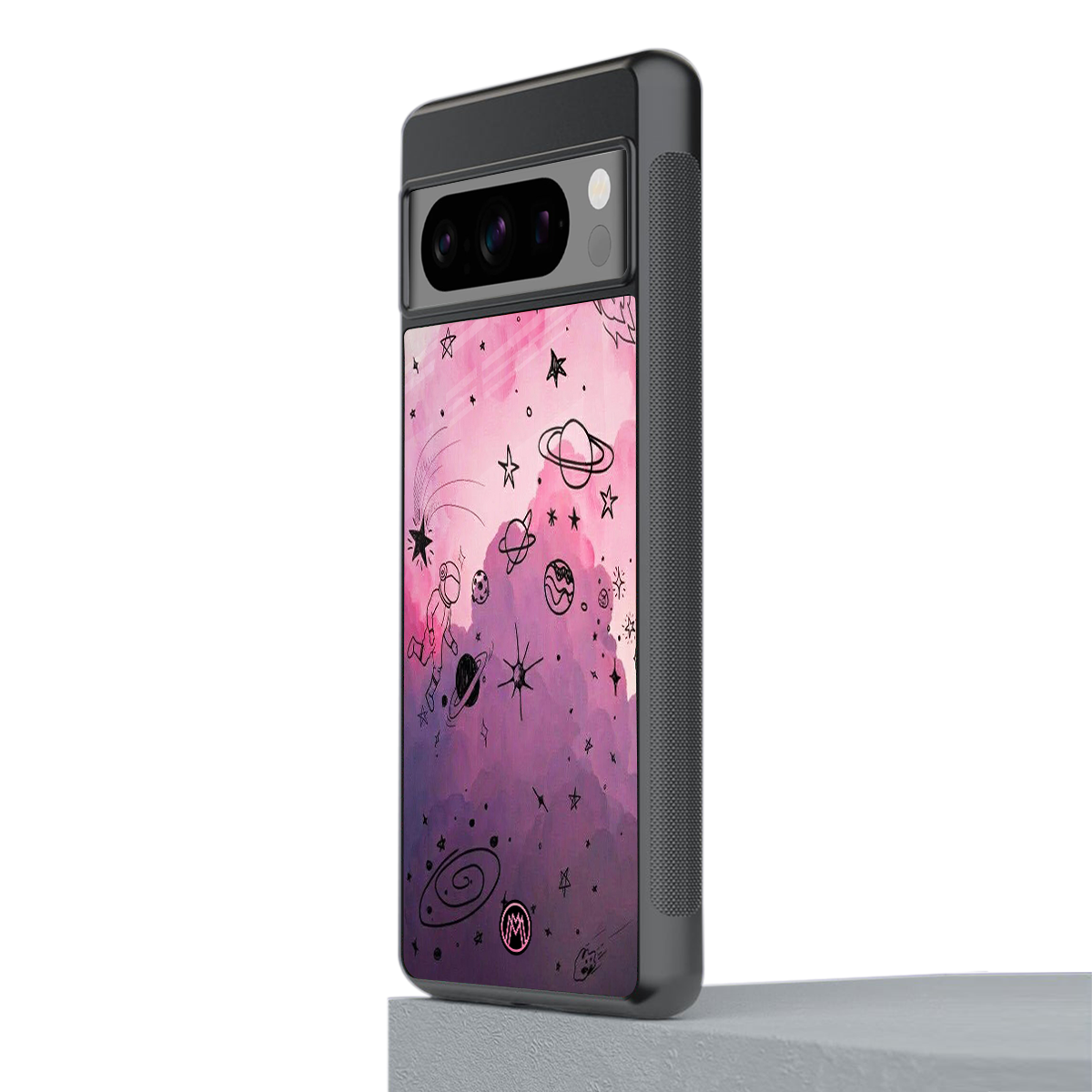 space pink aesthetic back phone cover | glass case for google pixel 8 pro