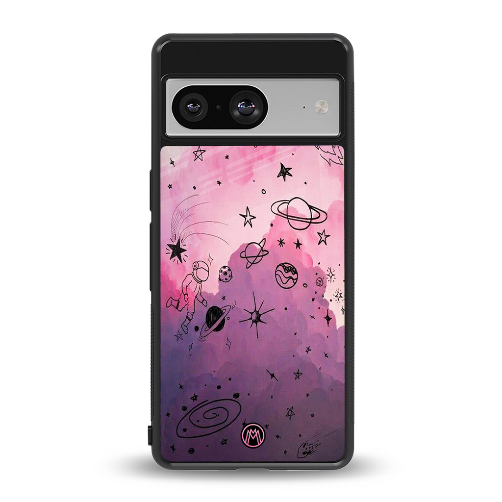 space pink aesthetic back phone cover | glass case for Google Pixel 8