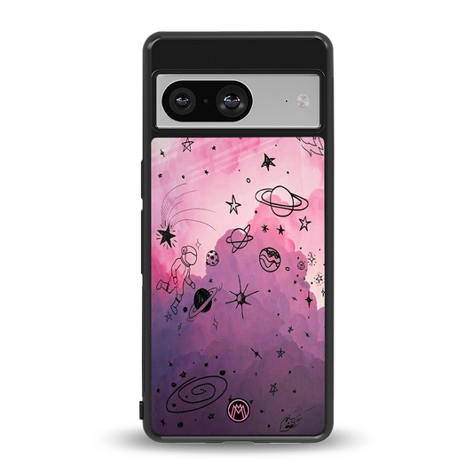 space pink aesthetic back phone cover | glass case for Google Pixel 8
