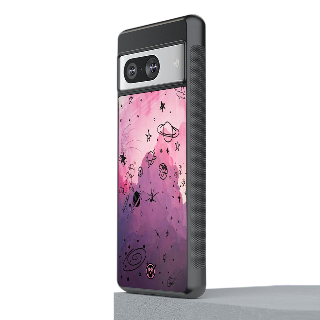 space pink aesthetic back phone cover | glass case for Google Pixel 8