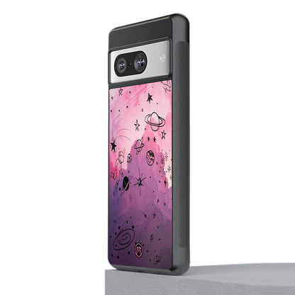 space pink aesthetic back phone cover | glass case for Google Pixel 8
