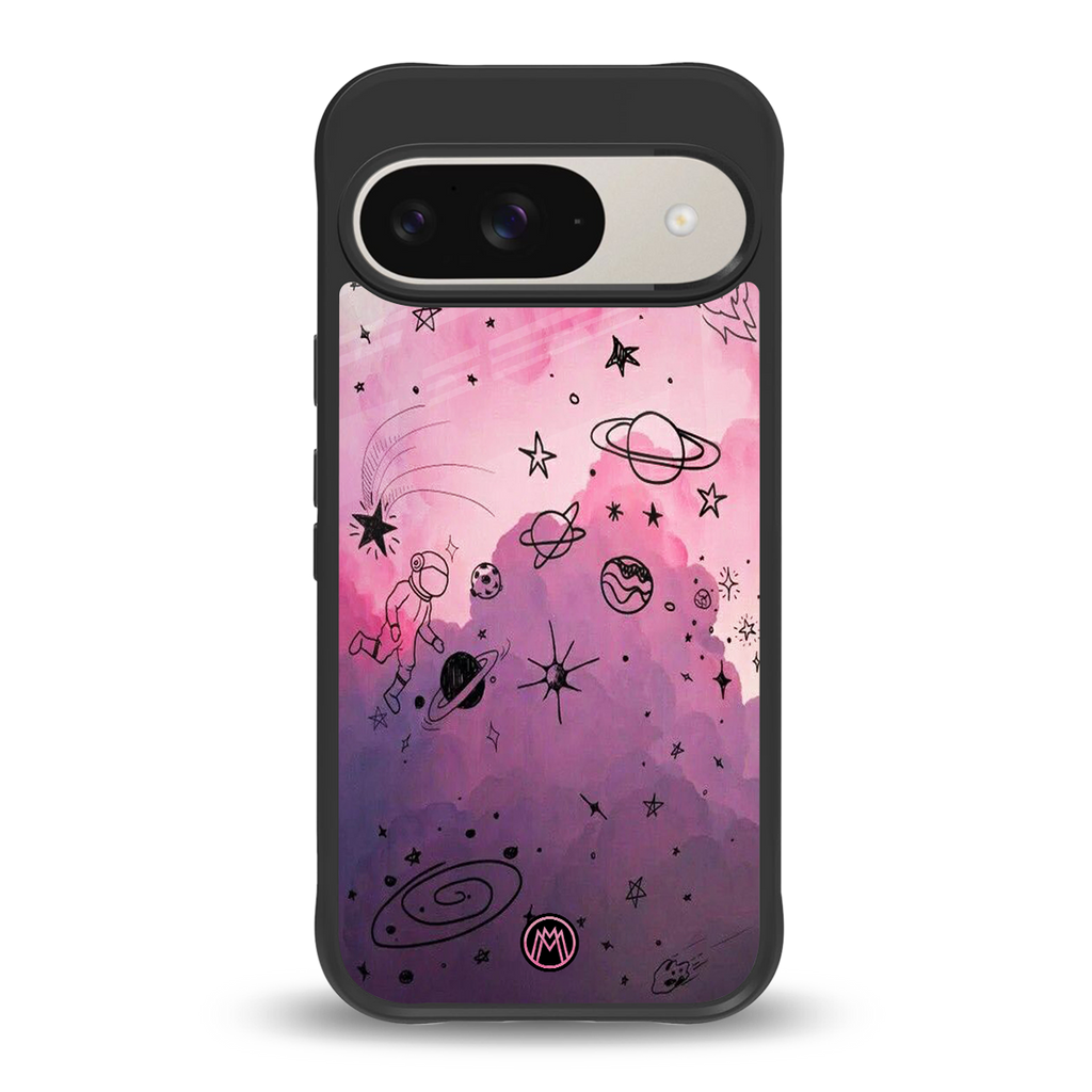 space pink aesthetic back phone cover | glass case for google pixel 9
