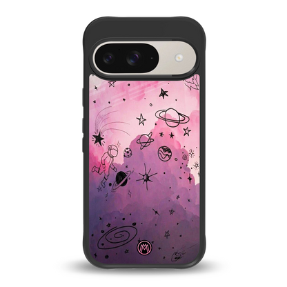 space pink aesthetic back phone cover | glass case for google pixel 9