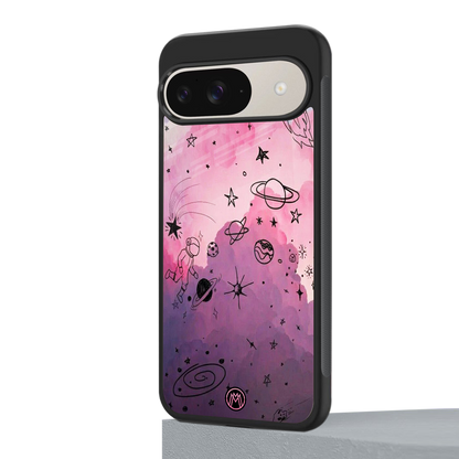 space pink aesthetic back phone cover | glass case for google pixel 9