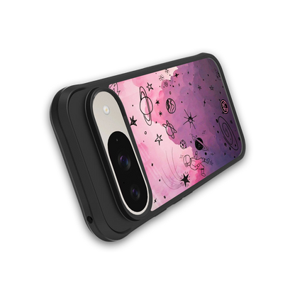 space pink aesthetic back phone cover | glass case for google pixel 9