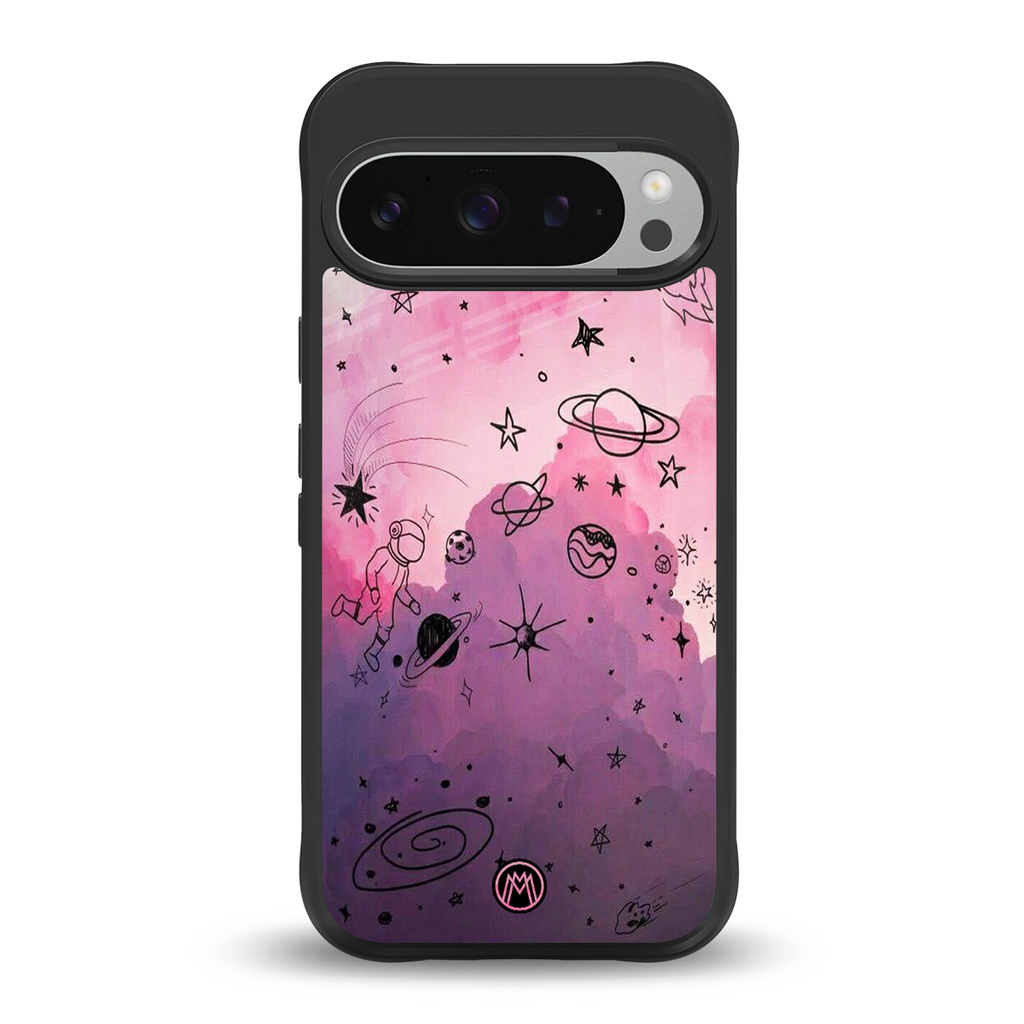 space pink aesthetic back phone cover | glass case for google pixel 9 pro