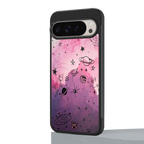 space pink aesthetic back phone cover | glass case for google pixel 9 pro