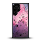 space pink aesthetic back phone cover | glass case for samsung galaxy s23 ultra