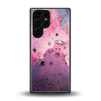 space pink aesthetic back phone cover | glass case for samsung galaxy s25 ultra