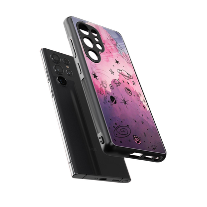 space pink aesthetic back phone cover | glass case for samsung galaxy s25 ultra