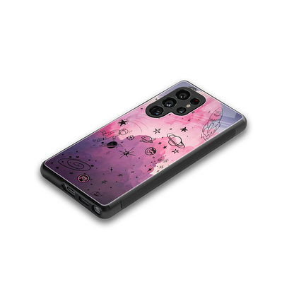 space pink aesthetic back phone cover | glass case for samsung galaxy s25 ultra