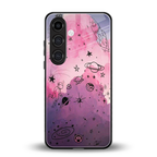 space pink aesthetic back phone cover | glass case for samsung galaxy s24