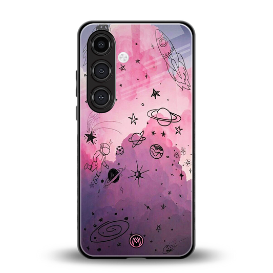 space pink aesthetic back phone cover | glass case for samsung galaxy s23