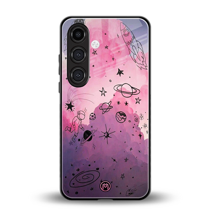 space pink aesthetic back phone cover | glass case for samsung galaxy s24 fe