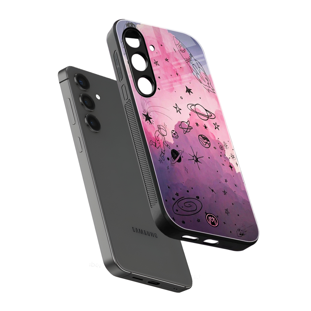 space pink aesthetic back phone cover | glass case for samsung galaxy s24 fe