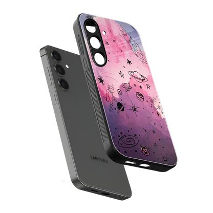 space pink aesthetic back phone cover | glass case for samsung galaxy s23 plus
