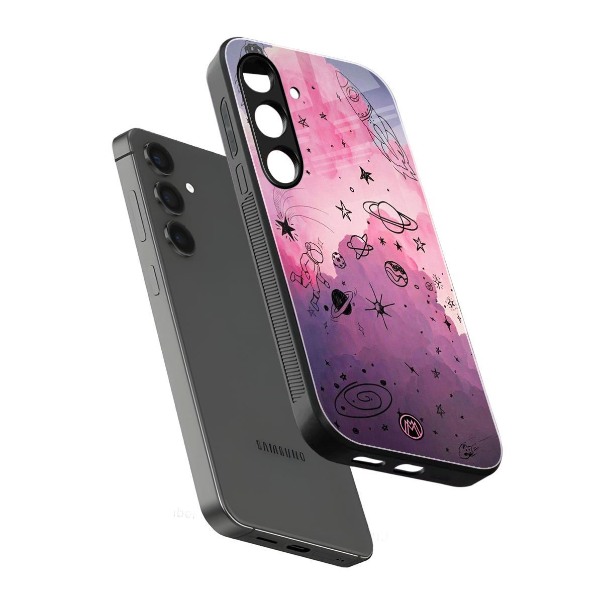 space pink aesthetic back phone cover | glass case for samsung galaxy s24 plus