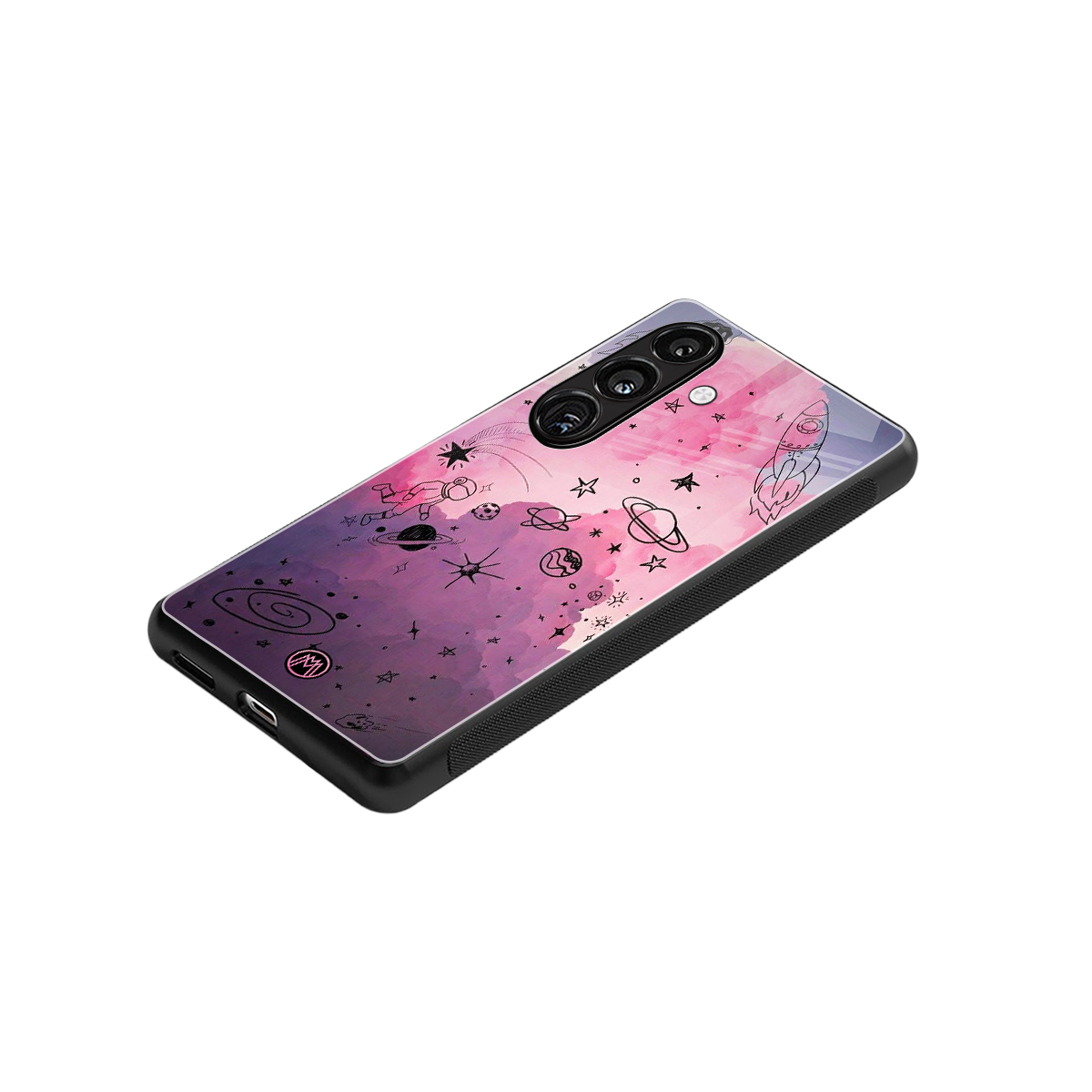 space pink aesthetic back phone cover | glass case for samsung galaxy s24 plus