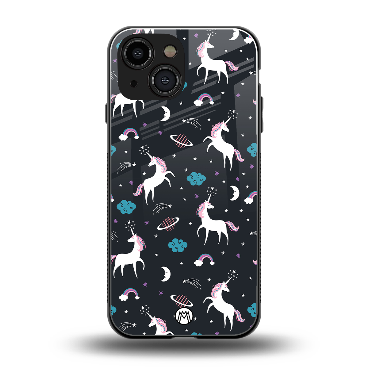 spatial unicorn galaxy back phone cover | glass case for iphone 13 mini