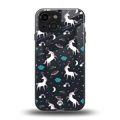 spatial unicorn galaxy back phone cover | glass case for iphone 13 mini