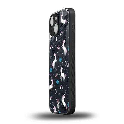 spatial unicorn galaxy back phone cover | glass case for iphone 13 mini