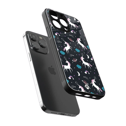 spatial unicorn galaxy back phone cover | glass case for iphone 13 pro max