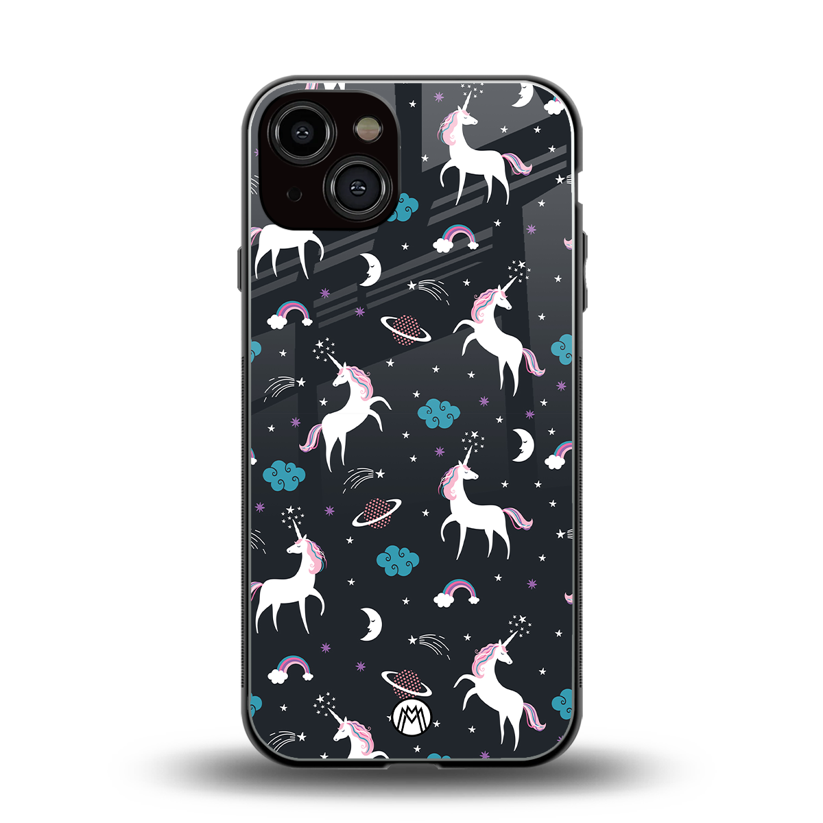 spatial unicorn galaxy back phone cover | glass case for iphone 13